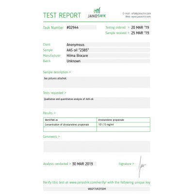 Drostanolone propionate ( Masteron 100 ) Hilma Biocare